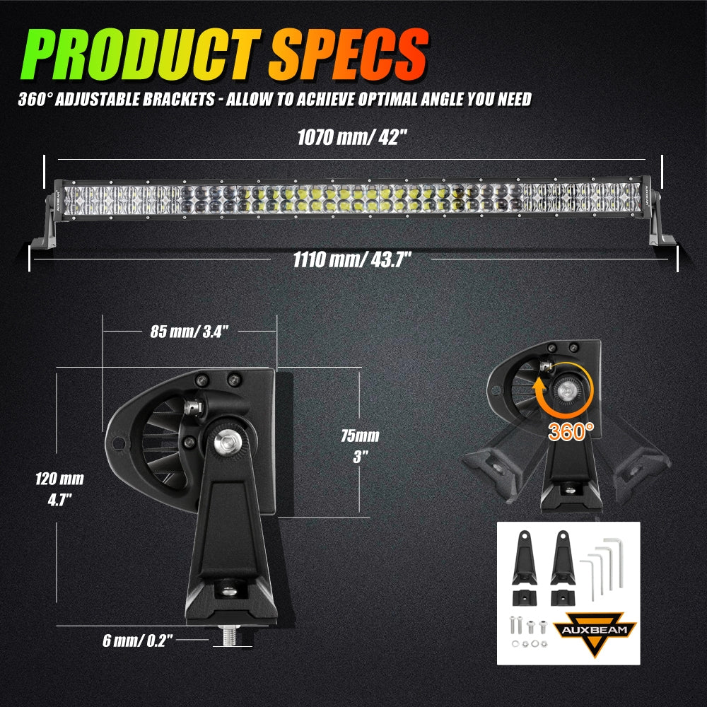 NEW 42 INCH V-PRO SERIES STRAIGHT RGBW COLOR CHANGING OFF ROAD LED LIGHT BAR