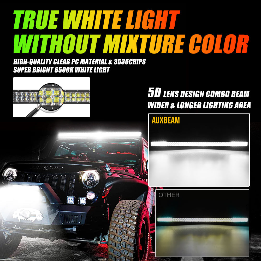 NEW 52 INCH V-PRO SERIES STRAIGHT RGBW COLOR CHANGING OFF ROAD LED LIGHT BAR