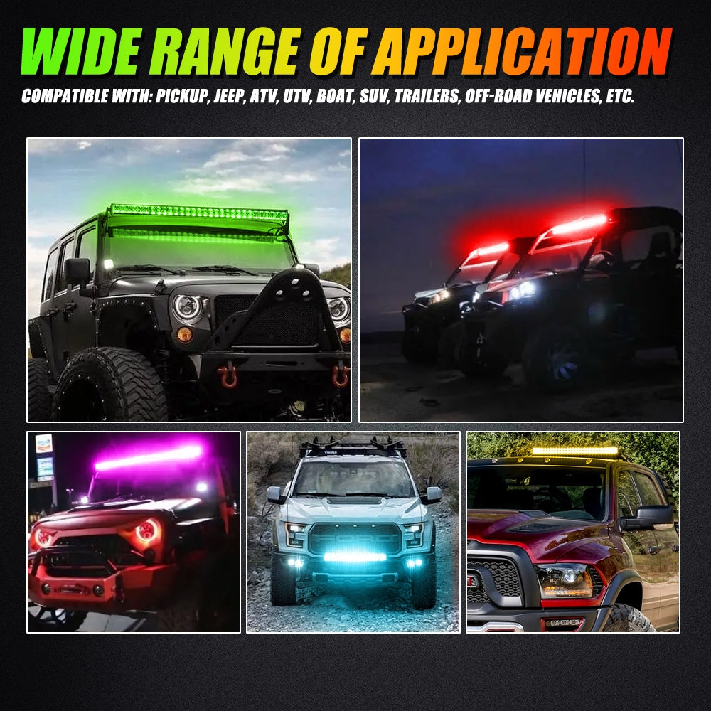 NEW 42 INCH V-PRO SERIES STRAIGHT RGBW COLOR CHANGING OFF ROAD LED LIGHT BAR