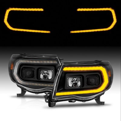 Raxiom Axial Series Switchback Projector Headlights; Black Housing; Clear Lens (05-11 Tacoma)