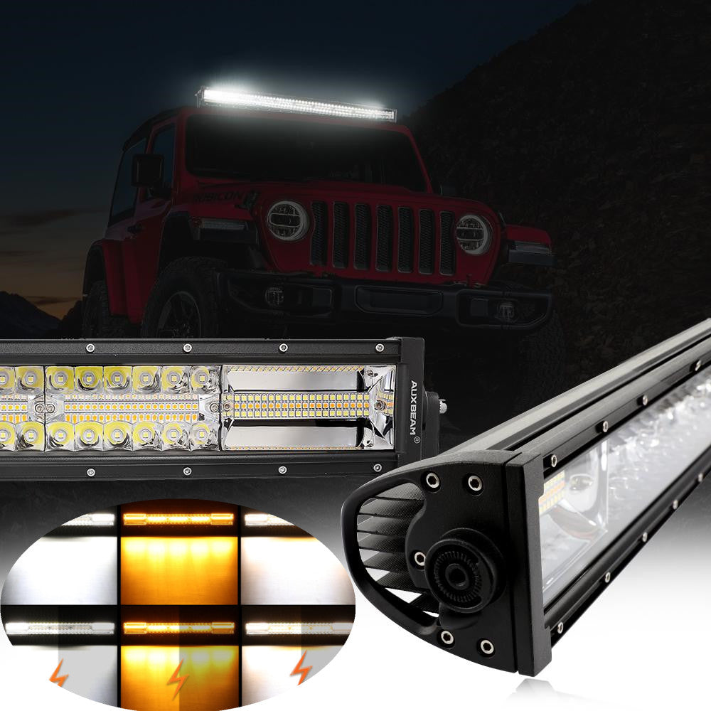 42 INCH 6 MODES WHITE&AMBER CURVED OFF ROAD LED LIGHT BAR