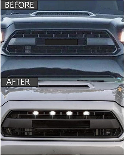 MEALAM White LED Lights 4PCS Front Grille Raptor Lamps Car Accessories with Harness and Fuse, Compatible with 2012 2013 2014 2015 Toyota Tacoma