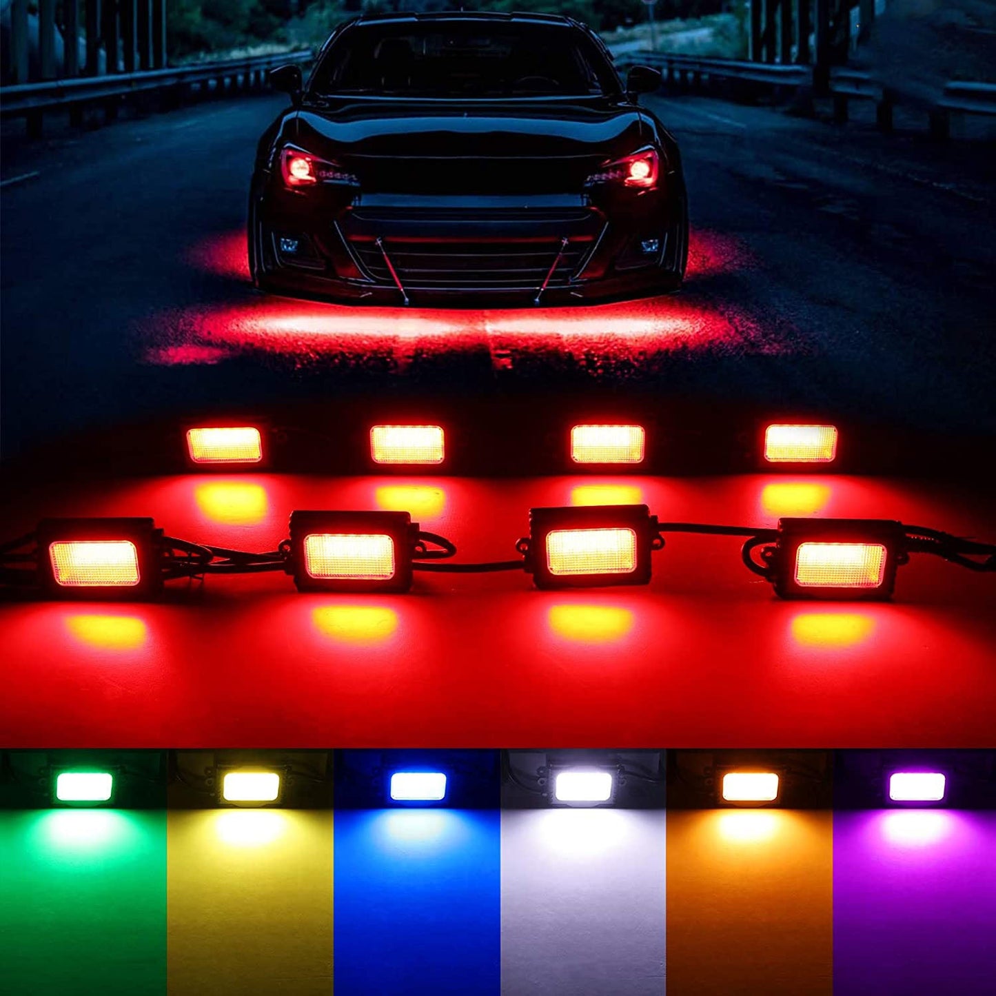 (4PCS SET) UPGRADED RGB LED ROCK LIGHT MULTICOLOR SET WITH BLUETOOTH CONTROLLER