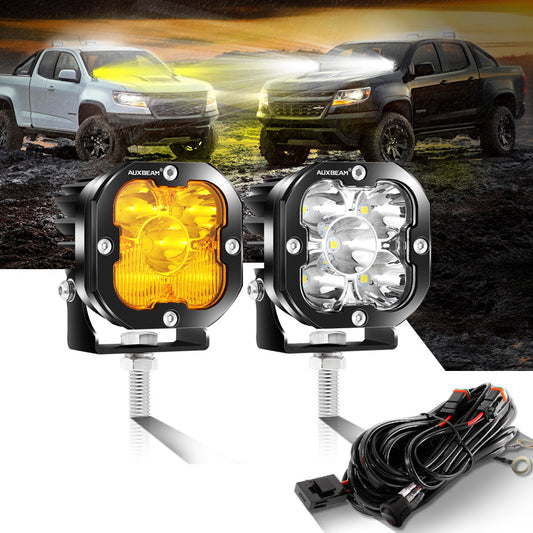 AUXBEAM 3 INCH 80W 9600LM LED PODS LIGHTS WHITE&YELLOW