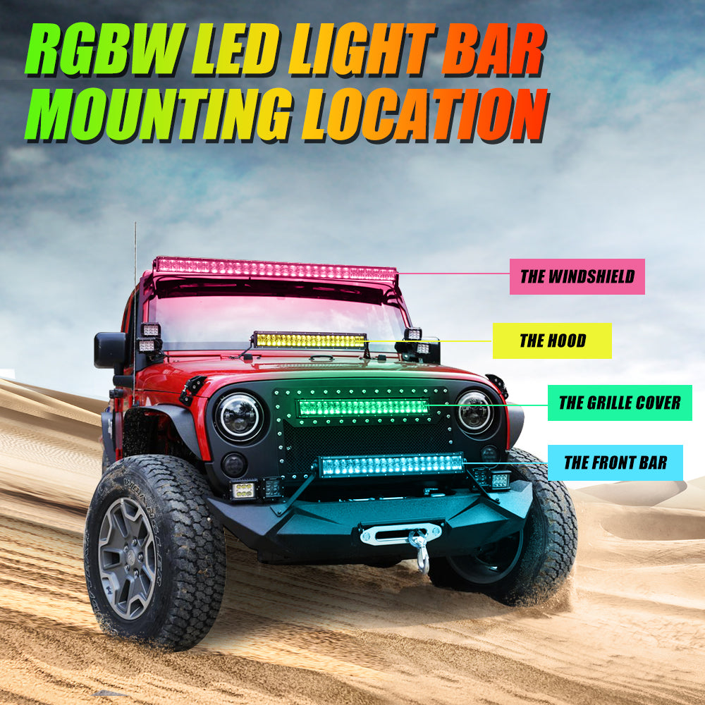 NEW 32 INCH V-PRO SERIES STRAIGHT RGBW COLOR CHANGING OFF ROAD LED LIGHT BAR