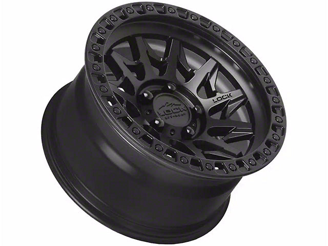 Lock Off-Road Lunatic Matte Black with Matte Black Ring 6-Lug Wheel; 17x9; -12mm Offset