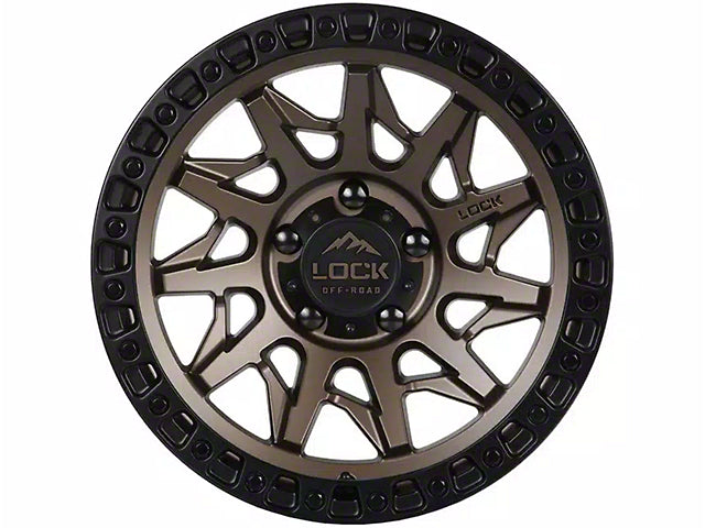 Lock Off-Road Lunatic Matte Bronze with Matte Black Ring 6-Lug Wheel; 17x9; -12mm Offset
