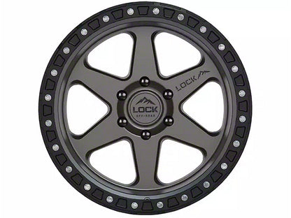 Lock Off-Road Olympus Matte Grey with Matte Black Ring 6-Lug Wheel; 17x9; -12mm Offset