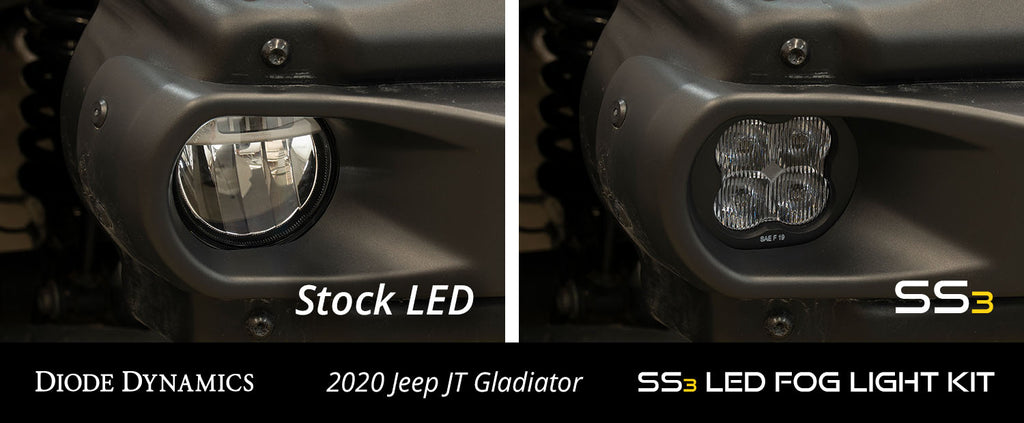 SS3 LED FOG LIGHT KIT FOR 18-20 JEEP JL WRANGLER SPORT WHITE SAE/DOT FOG PRO