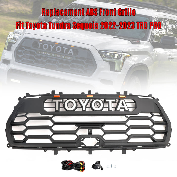 2022-2023 Toyota Tundra Sequoia TRD PRO Front Bumper Grill Grille W/Light