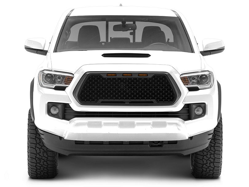 Horizon Series Upper Replacement Grille with Amber LED Running Lights; Matte Black (16-23 Tacoma)