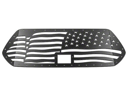 1-Piece Steel Pro Style Upper Grille Overlay; American Flag Wave (18-23 Tacoma)