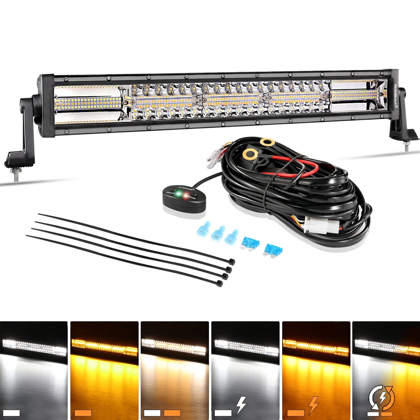 22 INCH 6 MODES WHITE&AMBER OFF ROAD LED LIGHT BAR