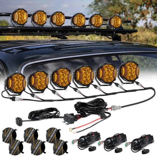 V-ULTRA SERIES 6 PCS 5 INCH 172W LED SIDE SHOOTER AMBER DRL WITH POWER HARNESS (AMBER)