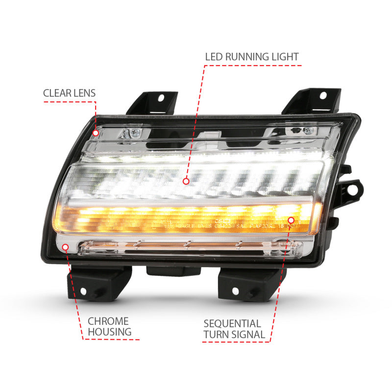 ANZO 18-19 JEEP WRANGLER JL HALOGEN CHROME CLEAR W/ SEQUENTIAL SIGNAL