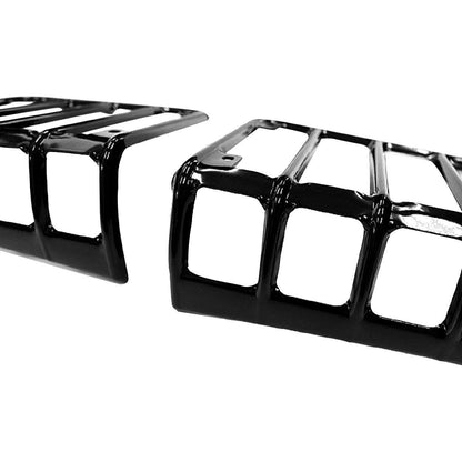 ALUMINUM DOOR GRAB HANDLE INSERTS & BLACK GAS FUEL TANK COVER & BLACK EURO TAIL LIGHT COVERS & GLOSSY BLACK CLIP-IN MESH GRILL INSERTS COMBO FOR 07-18 JEEP WRANGLER JK/JKU