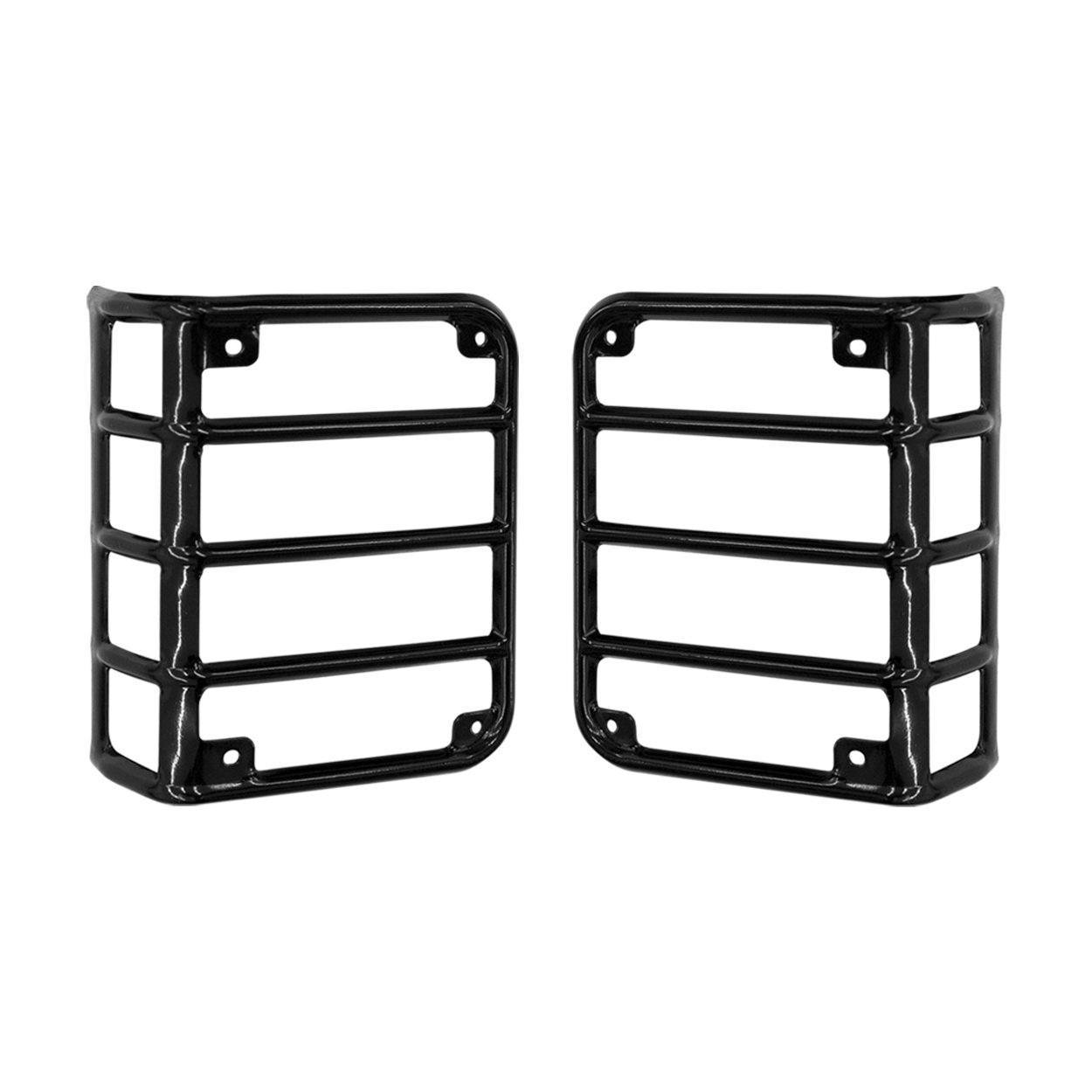 ALUMINUM DOOR GRAB HANDLE INSERTS & BLACK GAS FUEL TANK COVER & BLACK EURO TAIL LIGHT COVERS & GLOSSY BLACK CLIP-IN MESH GRILL INSERTS COMBO FOR 07-18 JEEP WRANGLER JK/JKU