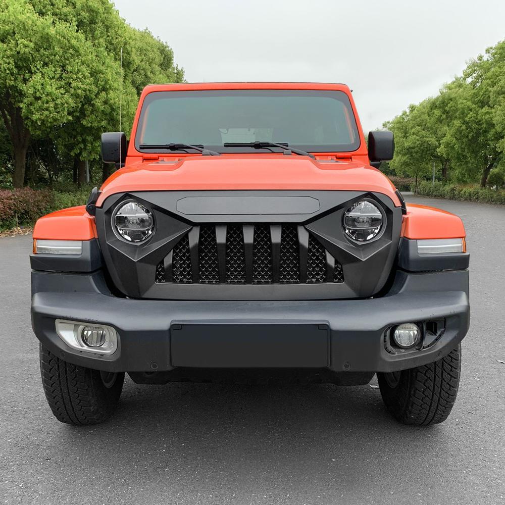 DEMON GRILLE W/ MESH - MATTE BLACK FOR 18-23 JEEP WRANGLER JL & GLADIATOR JT W/O TRAILCAM