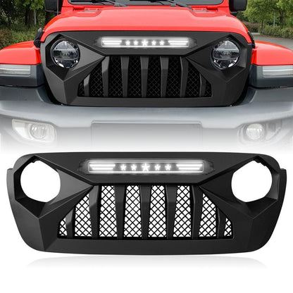 DEMON GRILLE W/ WHITE STAR DRL FOR 18-23 JEEP WRANGLER JL & GLADIATOR JT W/O TRAILCAM