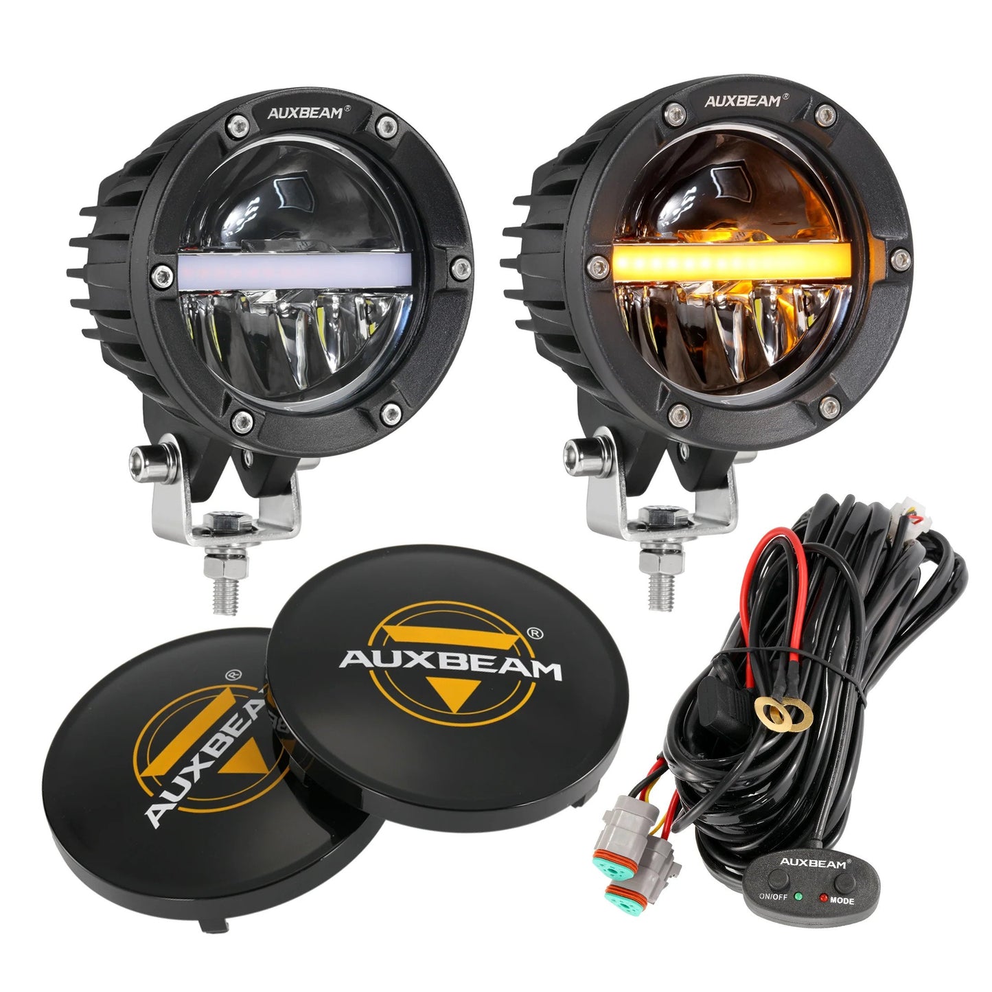 SET - 4 INCH 110W 11000LM LED PODS OFFROAD LED DRIVING LIGHTS WITH AMBER DRL