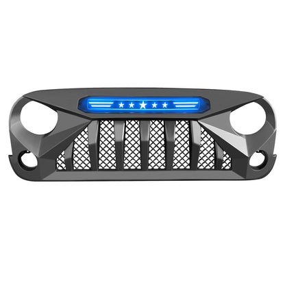 GLADIATOR GRILLE W/ BLUE STAR DRL FOR 07-18 JEEP WRANGLER JK