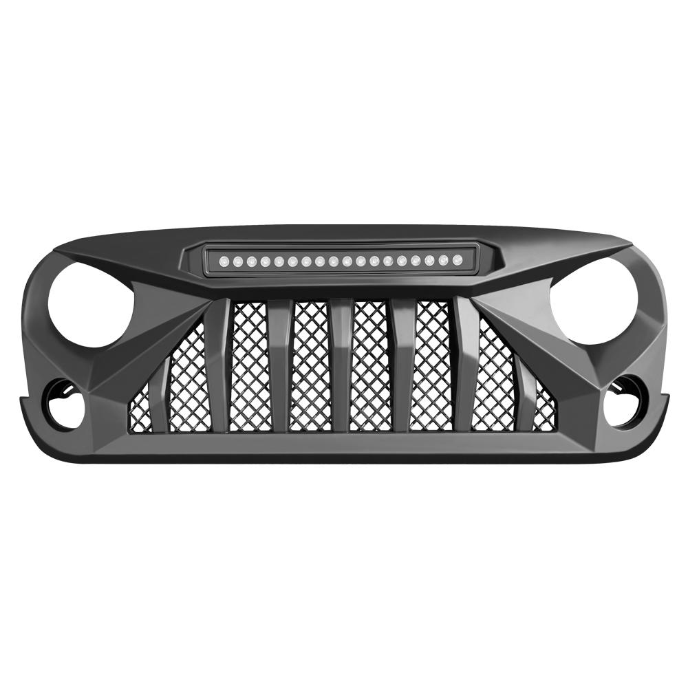 GLADIATOR GRILLE W/ LED OFF-ROAD LIGHTS & SMOKED TURN LIGHTS COMBO FOR 07-18 WRANGLER JK