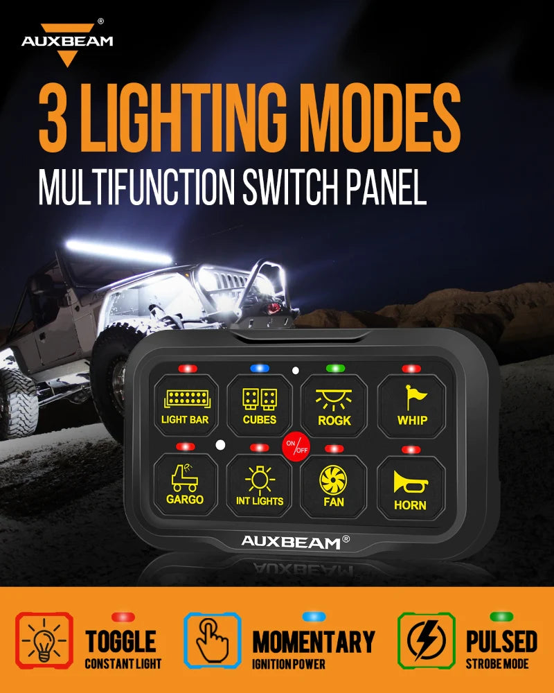 RA80 X2 RGB SWITCH PANEL, TOGGLE/ MOMENTARY/ PULSED MODE SUPPORTED（WITHOUT APP）