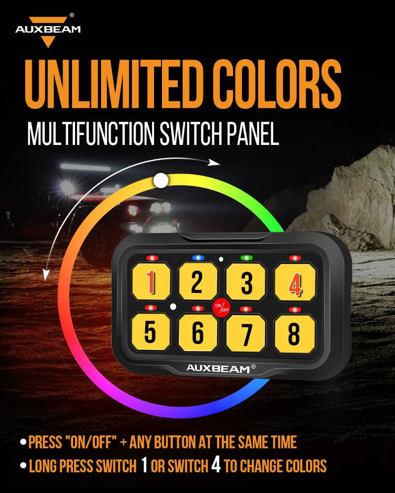 RA80 X2 RGB SWITCH PANEL, TOGGLE/ MOMENTARY/ PULSED MODE SUPPORTED（WITHOUT APP）