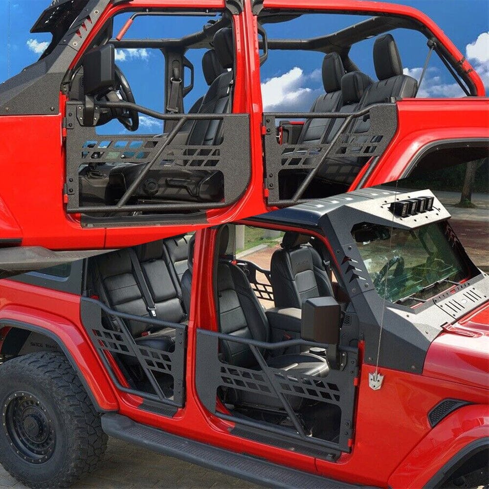 OFF-ROAD STYLE FRONT & REAR HALF DOORS WITH MIRRORS FOR 18-23 JEEP WRANGLER JL & GLADIATOR JT