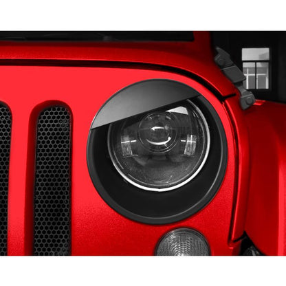 POINTER BODY ARMORS & MATTE BLACK CLIP-IN MESH GRILL INSERTS & BLACK ANGRY EYES HEAD LIGHT BEZELS COVER COMBO FOR 07-18 JEEP WRANGLER JK/JKU