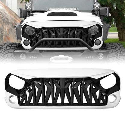 SHARK GRILLE - BLACK & WHITE FOR 07-18 WRANGLER JK/ JKU