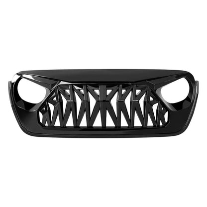 SHARK GRILLE - GLOSSY BLACK FOR 18-23 JEEP WRANGLER JL & GLADIATOR JT W/O TRAILCAM