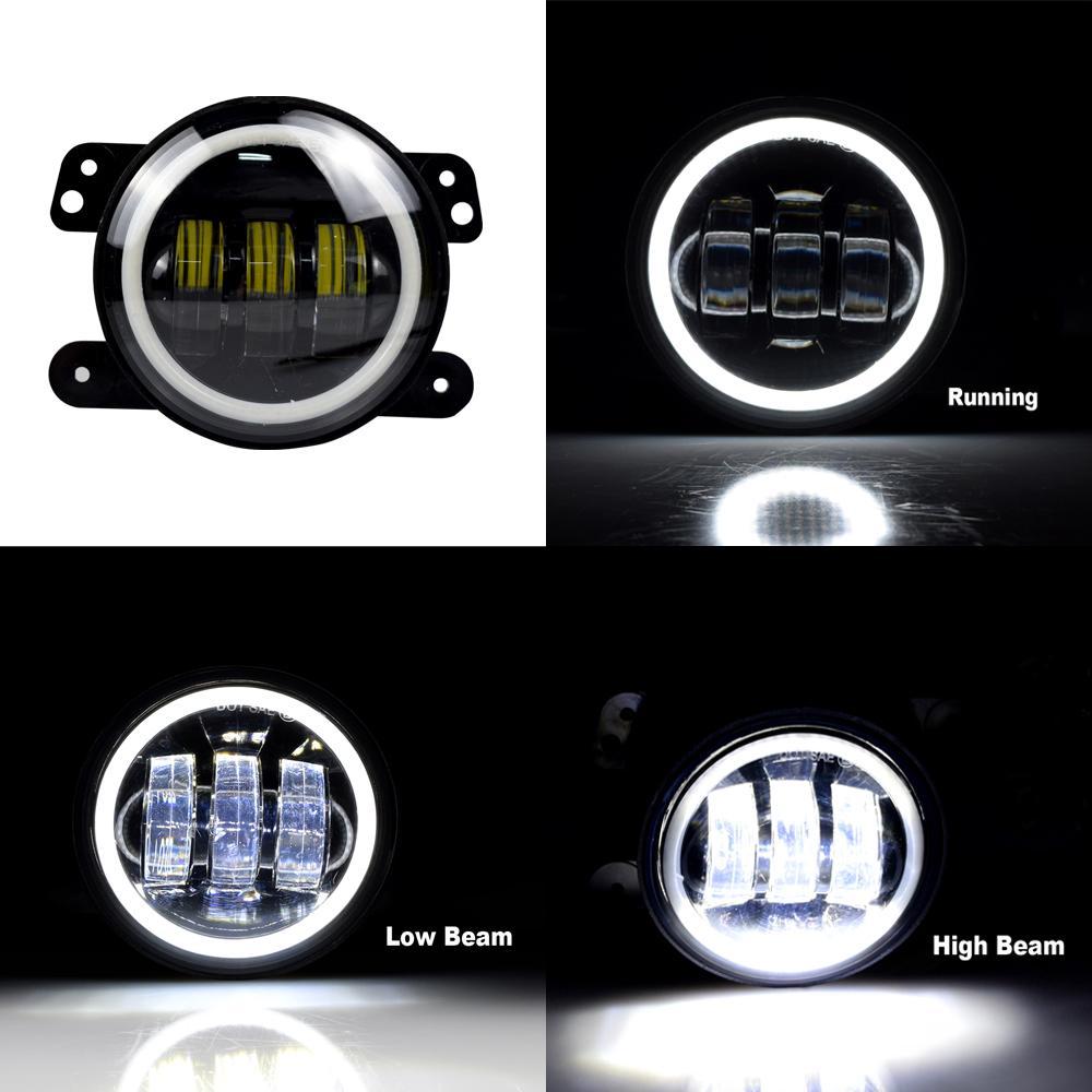 SHARK GRILLE & HALO HEADLIGHTS & HALO FOG LIGHTS COMBO FOR 07-18 WRANGLER JK/ JKU