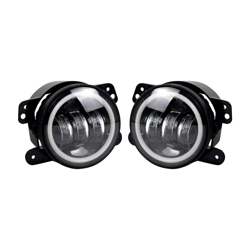 SHARK GRILLE & HALO HEADLIGHTS & HALO FOG LIGHTS COMBO FOR 07-18 WRANGLER JK/ JKU