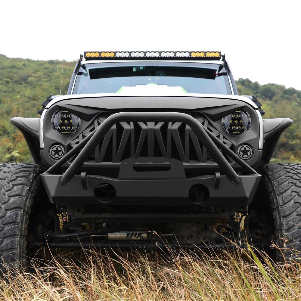 SHARK GRILLE & HONEYCOMB HEADLIGHTS & AMBER TURN SIGNALS COMBO FOR 07-18 WRANGER JK/ JKU