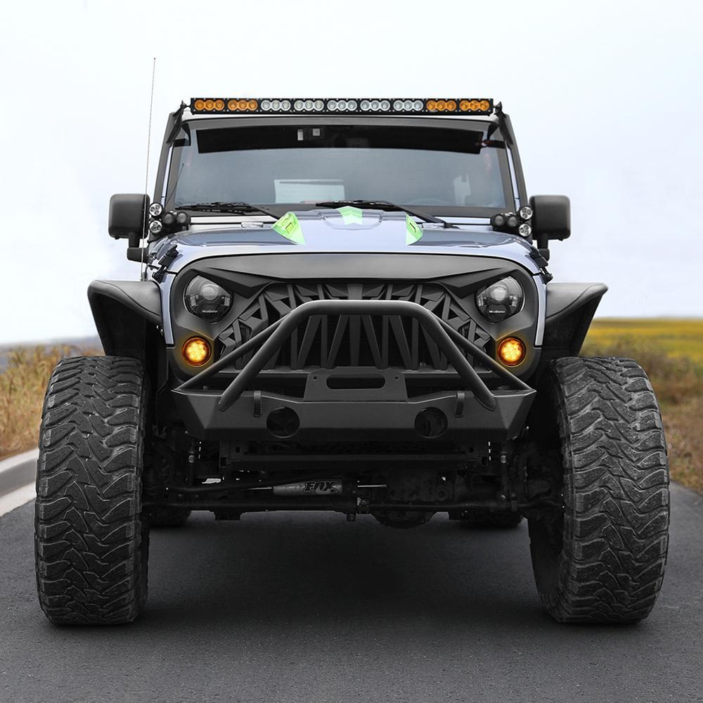 SHARK GRILLE & SMOKE TURN SIGNAL LIGHTS COMBO FOR JEEP WRANGER JK/ JKU