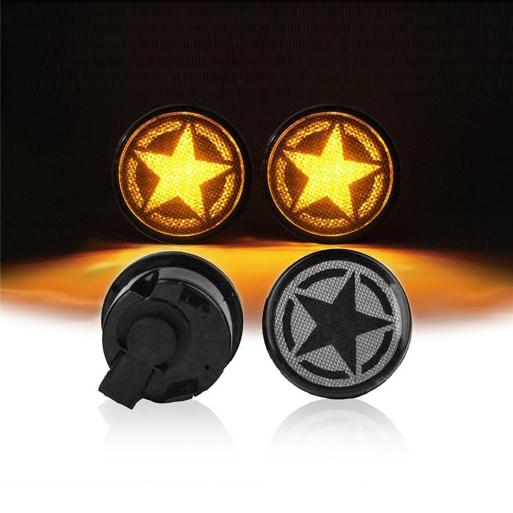 SHARK GRILLE & SMOKED LED STAR AMBER TURN SIGNALS COMBO FOR JEEP WRANGER JK/ JKU