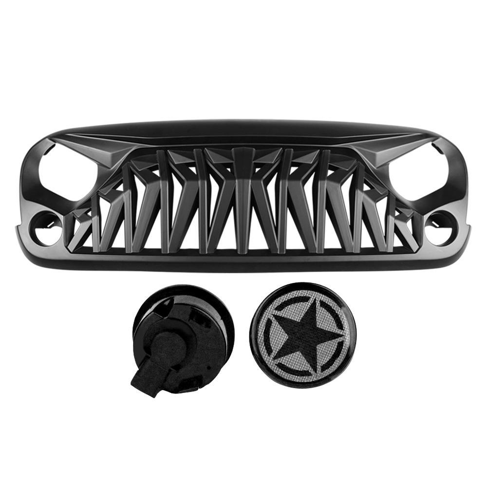 SHARK GRILLE & SMOKED LED STAR AMBER TURN SIGNALS COMBO FOR JEEP WRANGER JK/ JKU