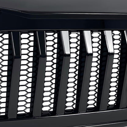 VADER GRILLE W/ MESH - GLOSSY BLACK FOR 18-23 JEEP WRANGLER JL & GLADIATOR JT W/O TRAILCAM