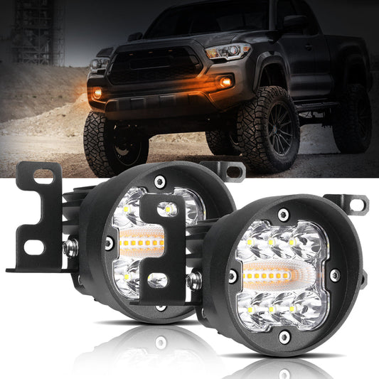 3 INCH 96W 9600LM 6 MODES LED FOG LIGHTS KIT WHITE YELLOW FLASHING FOR 2012-2022 TACOMA/ 2010-2022  4RUNNER / 2014-2022 TUNDRA