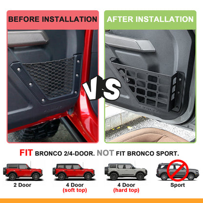 2021-2023 Ford Bronco 2/4 Door Front Door Storage Pockets Insert Organizer Box