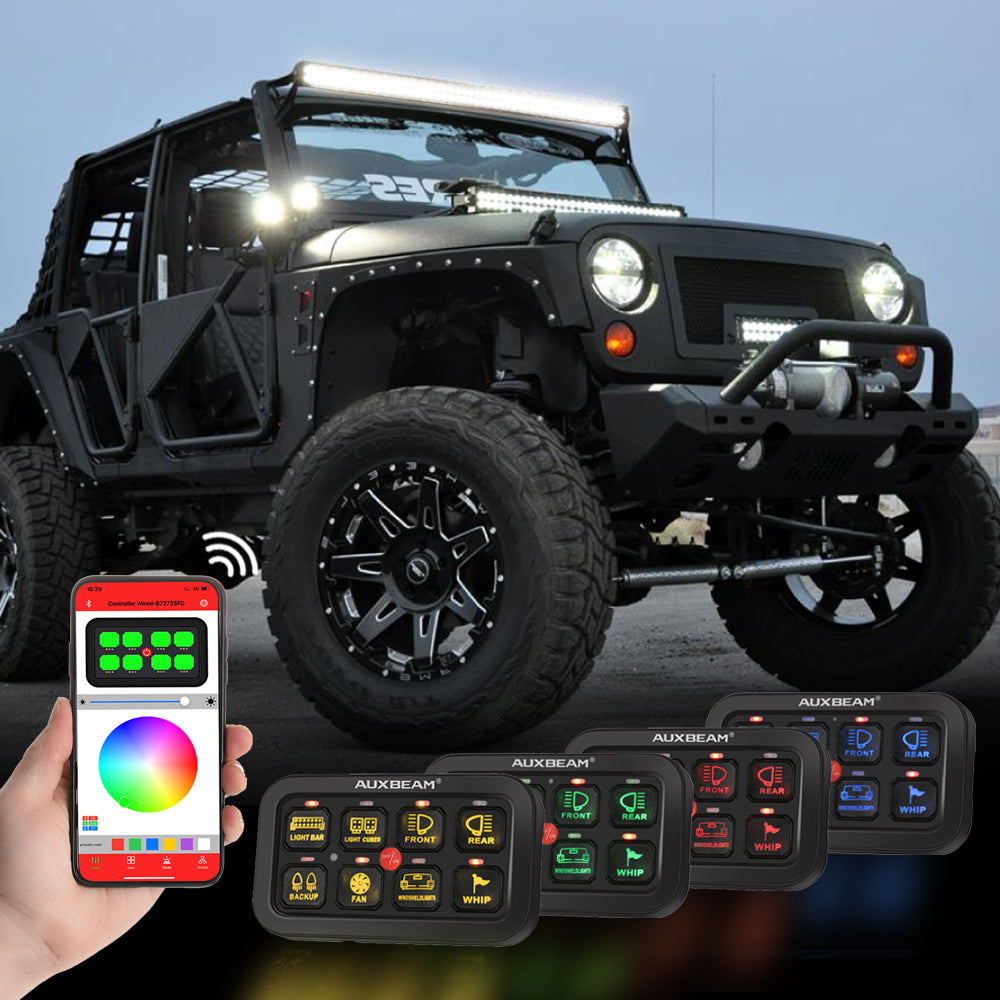 AR-800 MULTIFUNCTION RGB SWITCH PANEL WITH BLUETOOTH CONTROLLED & 47 INCH EXTENSION CABLE(OPTIONAL) FOR JEEP