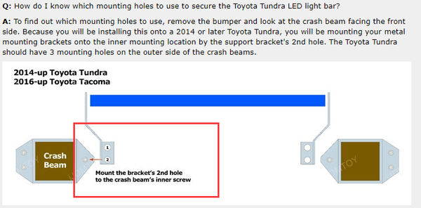 2016-2022 Toyota Tacoma Front Hidden Bumper Light Bar Mount Brackets