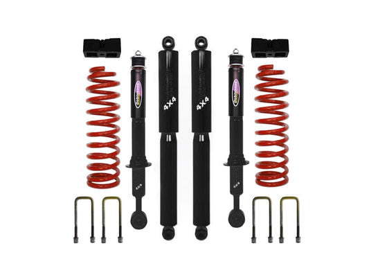 2005-2022 TACOMA DOBINSONS 1.75"-3.0" LIFT KIT-DOUBLE CAB SHORT BED WITH QUICK RIDE REAR-RED AND BLACK