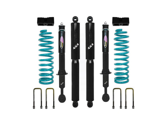 2005-2022 TACOMA DOBINSONS 1.75"-3.0" LIFT KIT-DOUBLE CAB SHORT BED WITH QUICK RIDE REAR- BLACK AND TEAL