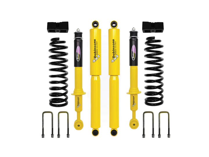 2005-2022 TACOMA DOBINSONS 1.75"-3.0" LIFT KIT-DOUBLE CAB SHORT BED WITH QUICK RIDE REAR- BLACK AND YELLOW
