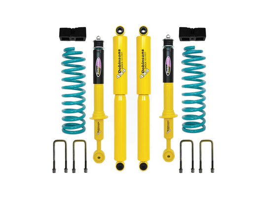 2005-2022 TACOMA DOBINSONS 1.75"-3.0" LIFT KIT-DOUBLE CAB SHORT BED WITH QUICK RIDE REAR-TEAL AND YELLOW